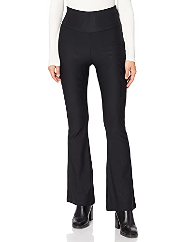 Urban Classics Damen TB4353-Ladies High Waist Rib Boot Cut Leggings Hose, Black, XL von Urban Classics