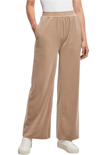 Urban Classics Damen Jogginghose Ladies High Waist Straight Velvet Sweatpants softtaupe L von Urban Classics