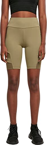 Urban Classics Damen Ladies High Waist Tech Mesh Cycle Shorts, Khaki, 3XL von Urban Classics