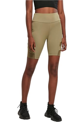 Urban Classics Damen Radlerhose Ladies High Waist Tech Mesh Cycle Shorts, Farbe Khaki, Größe XXL von Urban Classics