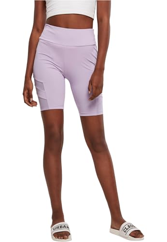 Urban Classics Damen Radlerhose Ladies High Waist Tech Mesh Cycle Shorts, Farbe Lilac, Größe S von Urban Classics