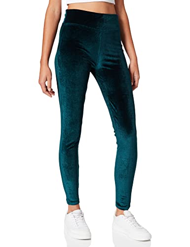 Urban Classics Damen Ladies High Waist Velvet Leggings, Teal, XS von Urban Classics