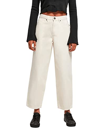 Urban Classics Damen TB4541-Ladies High Waist Wide Leg Cropped Denim Pants Hose, whitesand, 34 von Urban Classics