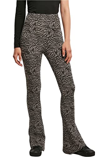 Urban Classics Damen Leggings Ladies High Waist Zebra Boot Cut Leggings Asphalt/Black M von Urban Classics