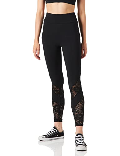 Urban Classics Damen Dames High Waist Lace Inset Leggings, Schwarz, S EU von Urban Classics