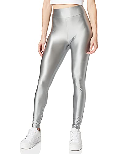 Urban Classics Damen Ladies Highwaist Shiny Metalic Leggings Hose, darksilver, XL von Urban Classics