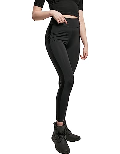 Urban Classics Damen TB4556-Ladies Highwaist Shiny Stripe Leggings, Black/Black, M von Urban Classics