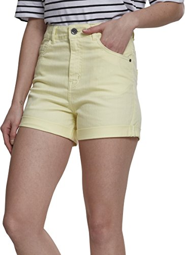 Urban Classics Damen Ladies Highwaist Stretch Twill Shorts Shorts , Gelb (Powderyellow 01323) , 28 von Urban Classics