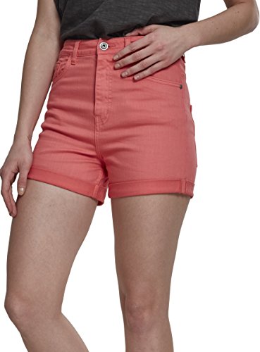 Urban Classics Damen Relaxed Shorts Ladies Highwaist Stretch Twill TB1999, Gr. 36 (Herstellergröße: 27), Rosa (Coral 00092) von Urban Classics