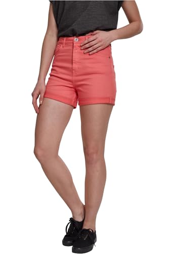 Urban Classics Damen Relaxed Shorts Ladies Highwaist Stretch Twill TB1999, Gr. 36 (Herstellergröße: 27), Rosa (Coral 00092) von Urban Classics