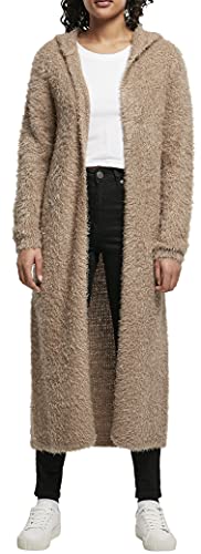 Urban Classics Damen Ladies Hooded Feather Cardigan Kapuzenpullover, softtaupe, 3XL von Urban Classics