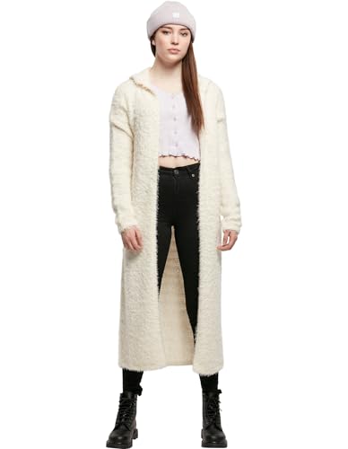 Urban Classics Damen TB1750-Ladies Hooded Feather Cardigan Kapuzenpullover, whitesand, XL von Urban Classics