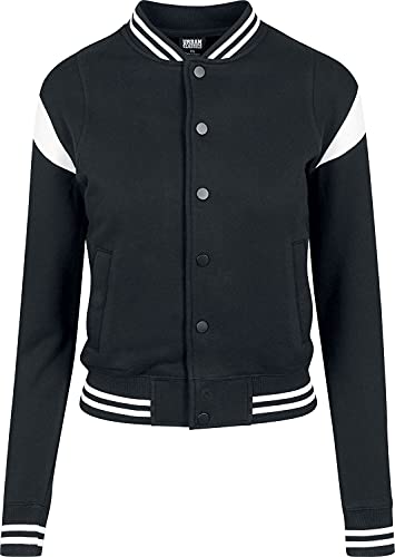 Urban Classics Damen TB2618-Ladies Inset College Sweat Jacket Sweatjacke, Schwarz (Blk/Wht 00050), XS von Urban Classics