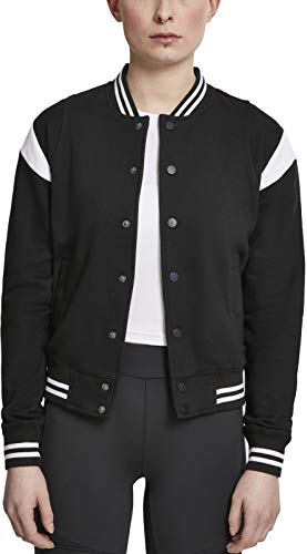 Urban Classics Damen TB2618-Ladies Inset College Sweat Jacket Sweatjacke, Schwarz (Blk/Wht 00050), 5XL von Urban Classics