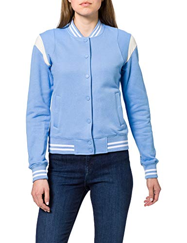 Urban Classics Ladies Inset College Sweat Jacket, Clearwater/whitesand, S von Urban Classics