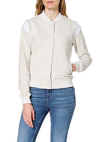 Urban Classics Damen TB2618-Ladies Inset Sweat Jacket College-Jacke, lightgrey/White, XL von Urban Classics