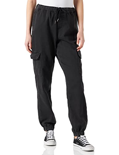 Urban Classics Damen Ladies Knitted Denim High Waist Cargo Pants Hose, Black, 5XL von Urban Classics