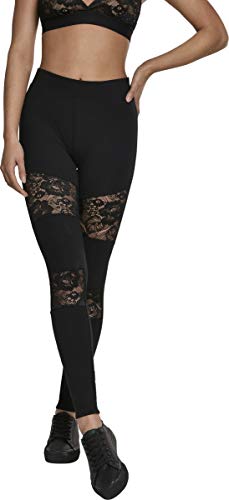 Urban Classics Damen Ladies Laces Inset Leggings, Schwarz (Black 00007), 5XL von Urban Classics