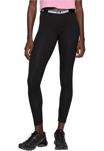 Urban Classics Damen Slim Leggings Ladies Logo TB1492, Gr. 38 (Herstellergröße: M), Schwarz (Black 7) von Urban Classics
