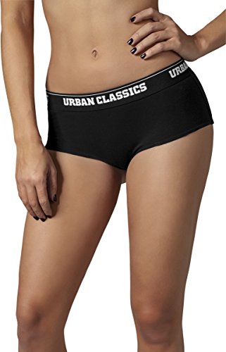 Urban Classics Damen Ladies Logo Panty Double-Pack Sporthose, Schwarz (Black 7), 36 (Herstellergröße: S) von Urban Classics