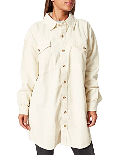 Urban Classics Damen TB4544-Ladies Long Corduroy Overshirt Hemd, whitesand, L von Urban Classics