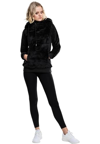 Urban Classics Damen Ladies Long Teddy Hoody Kapuzenpullover, Schwarz (Black 7), X-Large von Urban Classics