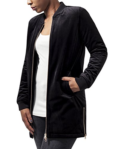 Urban Classics Damen Ladies Long Velvet Jacket Jacke, Schwarz (Black 7), 36 (Herstellergröße: S) von Urban Classics