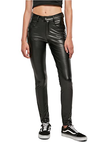 Urban Classics Damen Hose Ladies Mid Waist Synthetic Leather Pants Black 31 von Urban Classics