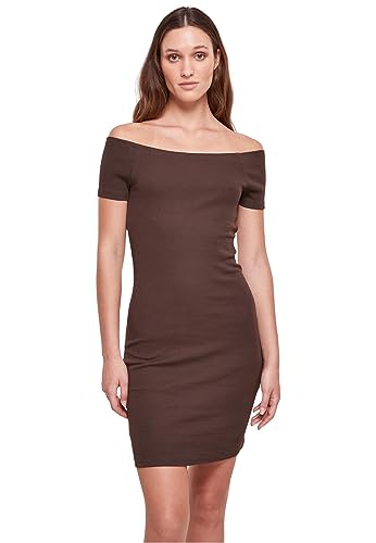 Urban Classics Damen Kleid Ladies Off Shoulder Rib Dress, Schulterfreies Kleid für Frauen, Slim Fit, erhältlich, Größen XS-5XL von Urban Classics