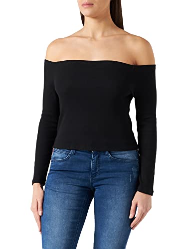 Urban Classics Damen Ladies Off Shoulder Rib Longsleeve T-Shirt, Black, 3XL von Urban Classics