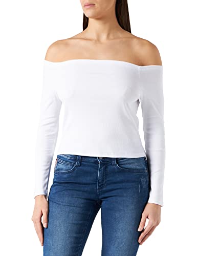 Urban Classics Damen Ladies Off Shoulder Rib Longsleeve T-Shirt, White, 4XL von Urban Classics
