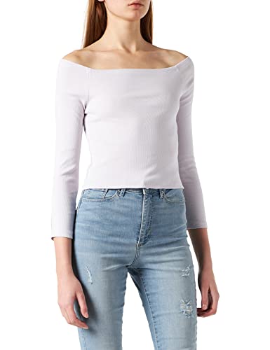 Urban Classics Damen Ladies Off Shoulder Rib Longsleeve T-Shirt, softlilac, XL von Urban Classics