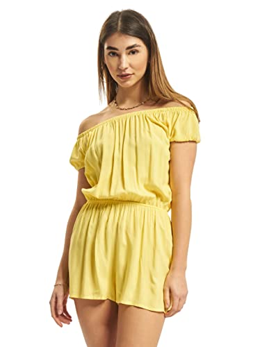 Urban Classics Damen Ladies Off Shoulder Short Jumpsuit, Gelb (Bright-Yellow 01684), X-Small (Herstellergröße: XS) von Urban Classics