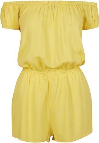 Urban Classics Damen Ladies Off Shoulder Short Jumpsuit, Gelb (Bright-Yellow 01684), X-Small (Herstellergröße: XS) von Urban Classics