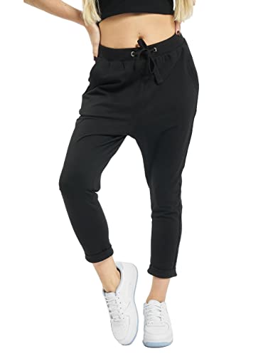 Urban Classics Damen Ladies Open Edge Terry Turn Up Pants Sporthose, Schwarz (Black 00007), 36 (Herstellergröße: S) von Urban Classics