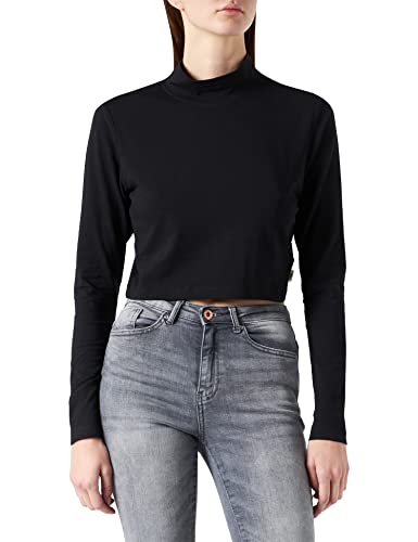 Urban Classics Damen Ladies Organic Cropped Turtelneck Longsleeve T-Shirt, Black, L von Urban Classics