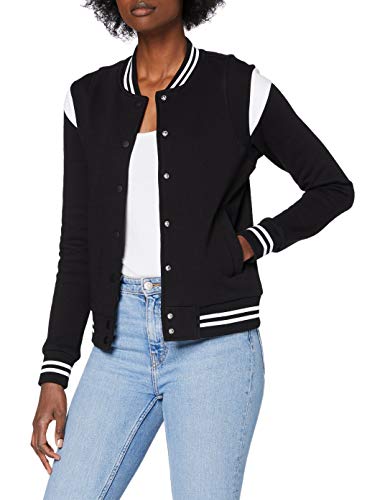 Urban Classics Damen Ladies Organic Inset College Sweat Jacket Jacken, Black/White, S von Urban Classics