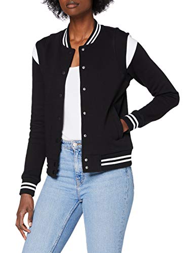 Urban Classics Damen TB3776-Ladies Organic Inset College Sweat Jacket Jacken, Black/White, XS von Urban Classics