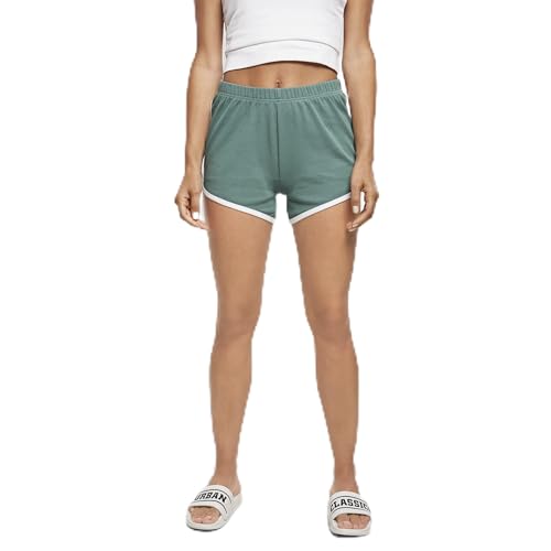 Urban Classics Damen TB4372-Ladies Organic Interlock Retro Hotpants Shorts, paleleaf/White, XL von Urban Classics