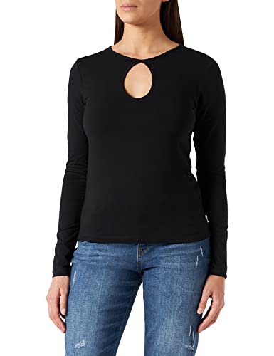 Urban Classics Damen Ladies Organic Keyhole Longsleeve T-Shirt, Black, XL von Urban Classics