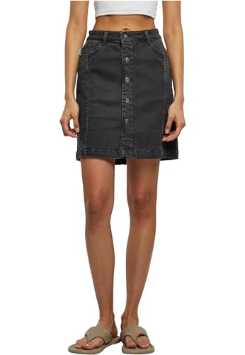 Urban Classics Damen TB6039-Ladies Organic Stretch Button Denim Skirt Rock, Black Washed, 26 von Urban Classics