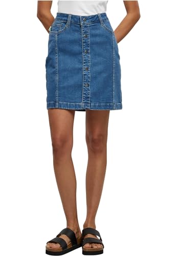 Urban Classics Damen Ladies Organic Stretch Button Denim Skirt Rock, Clearblue Washed, 26 von Urban Classics