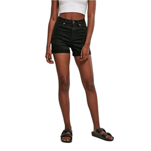 Urban Classics Damen Ladies Organic Stretch Denim 5 Pocket Shorts Jeans-Shorts, black washed, 27 von Urban Classics