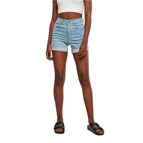 Urban Classics Damen Ladies Organic Stretch Denim 5 Pocket Shorts Jeans-Shorts, clearblue bleached, 26 von Urban Classics