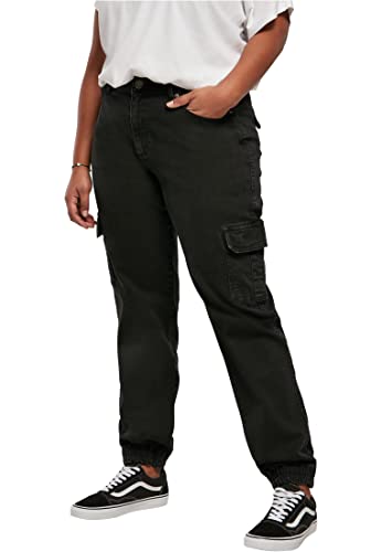 Urban Classics Damen Ladies Organic Stretch Denim Cargo Pants Hose, Black Washed, 30 von Urban Classics