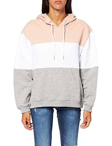 Urban Classics Damen Ladies Oversize 3-Tone Hoody Kapuzenpullover, Mehrfarbig (Light Rose/White/Grey 01221), M von Urban Classics