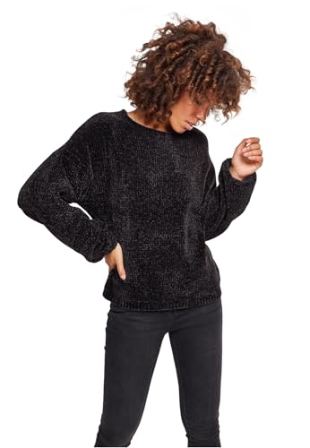 Urban Classics Damen Ladies Oversize Chenille Sweater Sweatshirt,, per pack Schwarz (black 00007), Small (Herstellergröße: S) von Urban Classics