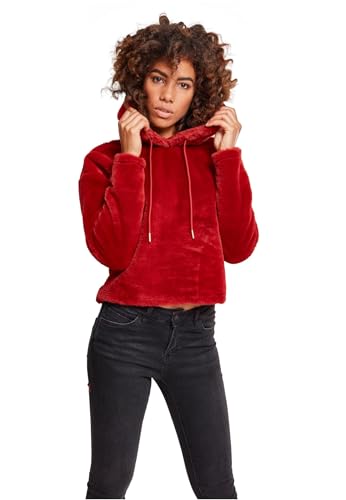 Urban Classics Damen Ladies Oversize Short Teddy Hoody Kapuzenpullover, per Pack Rot (Burgundy 00606), Small (Herstellergröße: S) von Urban Classics