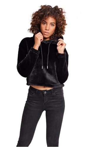 Urban Classics Damen Ladies Oversize Short Teddy Hoody Kapuzenpullover, per Pack Schwarz (Black 00007), Small (Herstellergröße: S) von Urban Classics