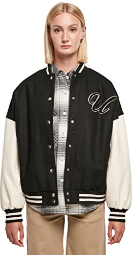 Urban Classics Damen TB5436-Ladies Oversized Big U College Jacket Jacke, Black/palewhite, M von Urban Classics